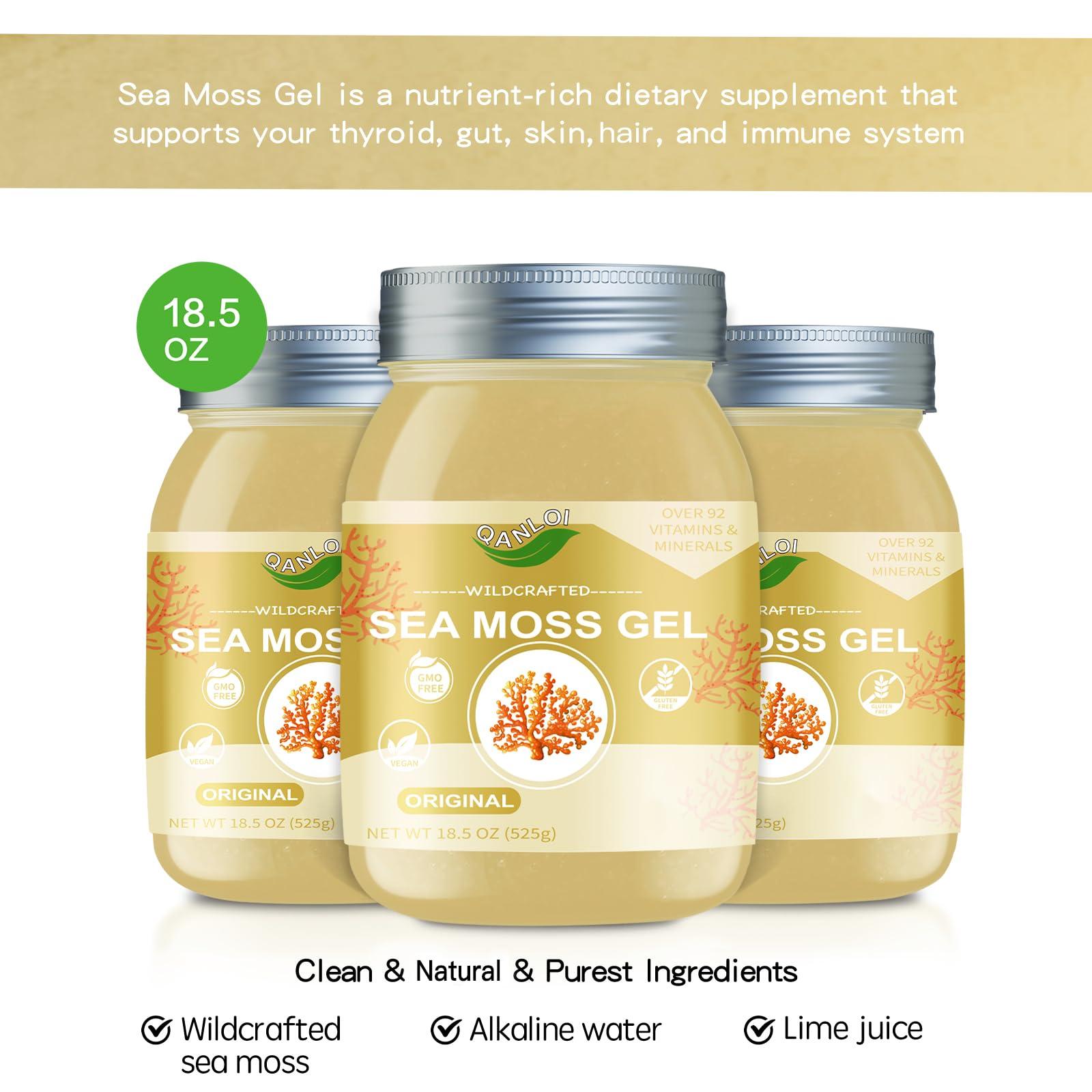 QANLOI Sea Moss Gel Organic Raw-Sea Moss Advanced Superfood-Organic Sea Moss Supplement-Gut Health-18.5OZ Natural Sea Moss GelOriginal