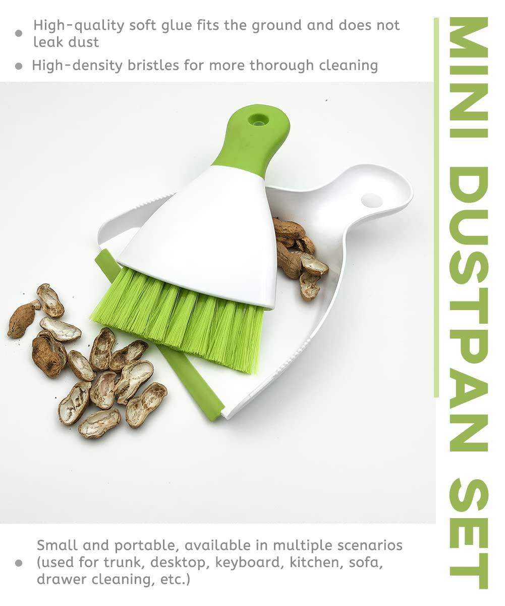 WDDBHSKN Dust pan Broom Brush Dustpan - Small Broom and Dustpan Set,Mini Broom and Dustpan,Small Dustpan and Brush Set for Home Cleaning, Sofa, Desk, Guinea Pig Cage, Cat Litter etc.Light Green