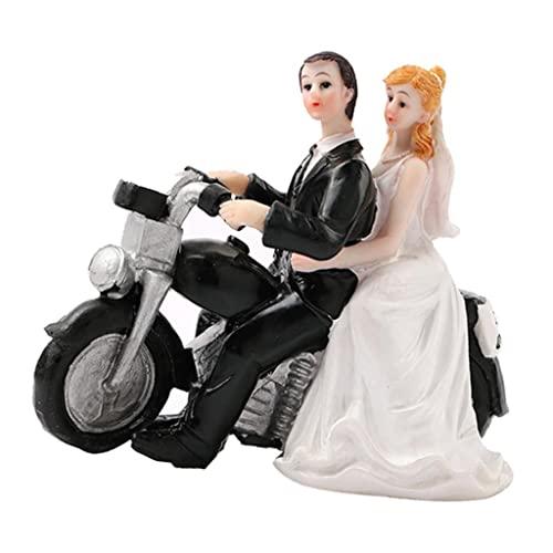predolo predolo Bride Groom Couple Motorcycle Resin Figurine Romantic Cake Topper Party