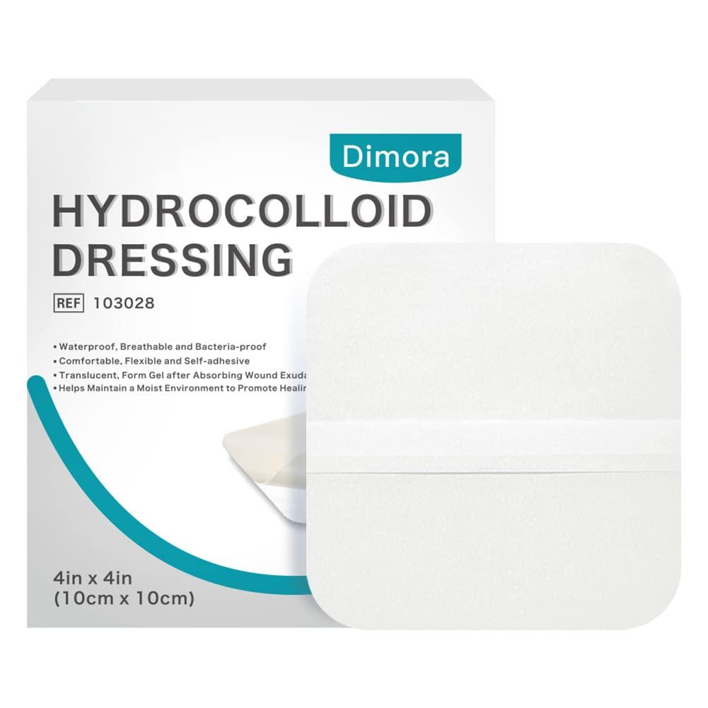 Dimora Dimora Hydrocolloid Dressing 4\" x 4\" 10 Pack 0.5mm Thick + Silicone Foam Dressing with Border 20 Pack Adhesive 4\"x4\"