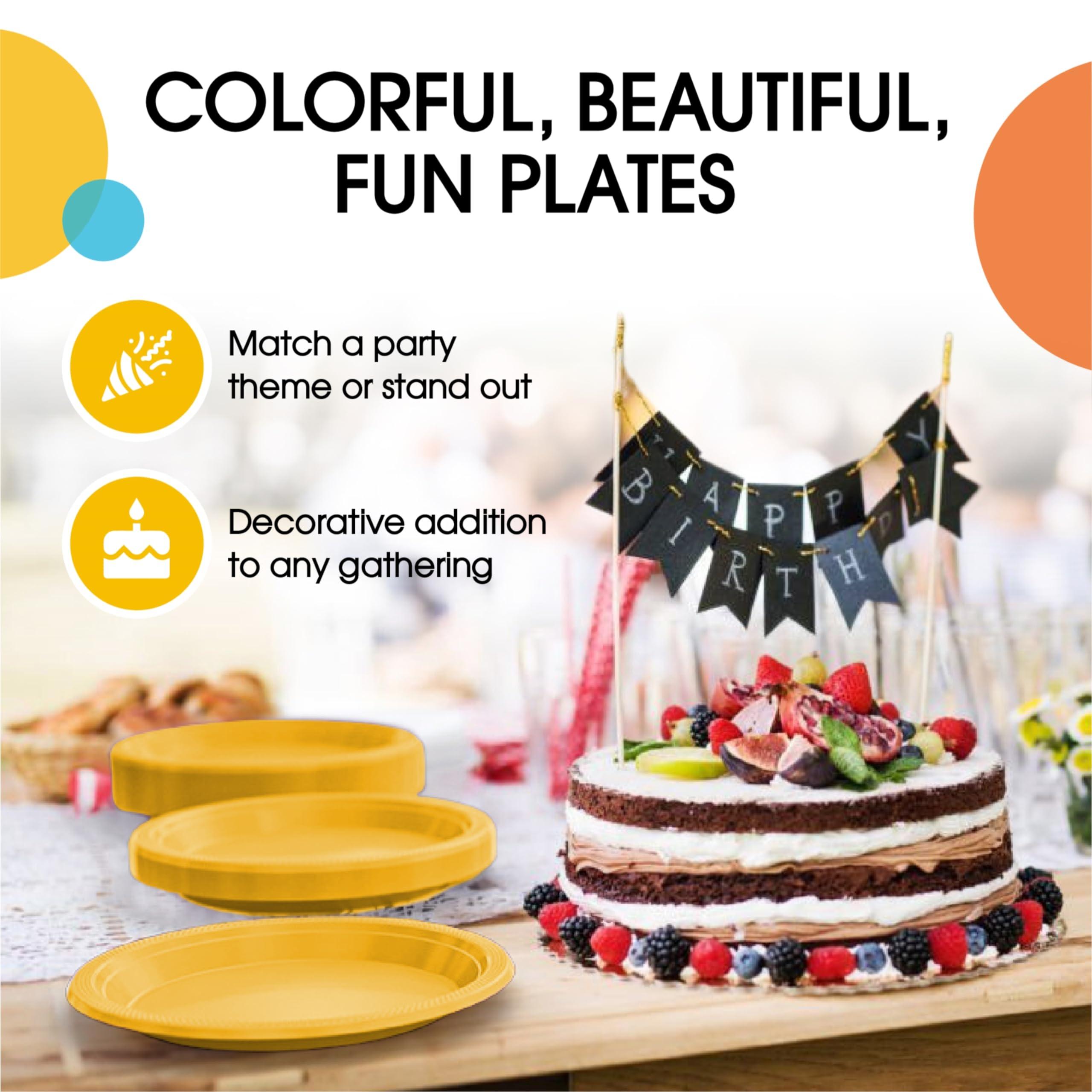 Exquisite Exquisite 9 Inch Yellow Plastic Plates - 600 Count - Solid Color Disposable Plates - Yellow Dinner Party Plates For All Occasions - Yellow Plastic Party Plates For Parties