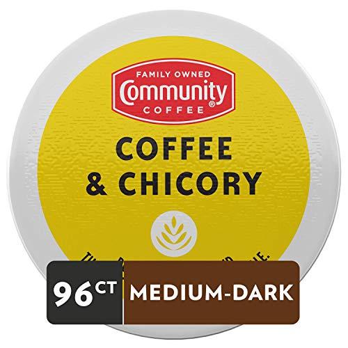 Community Coffee Community Coffee Coffee & Chicory 96 Count Coffee Pods, Medium-Dark Roast, Compatible with Keurig 2.0 K-Cup Brewers 24 Count (Pack of 4)