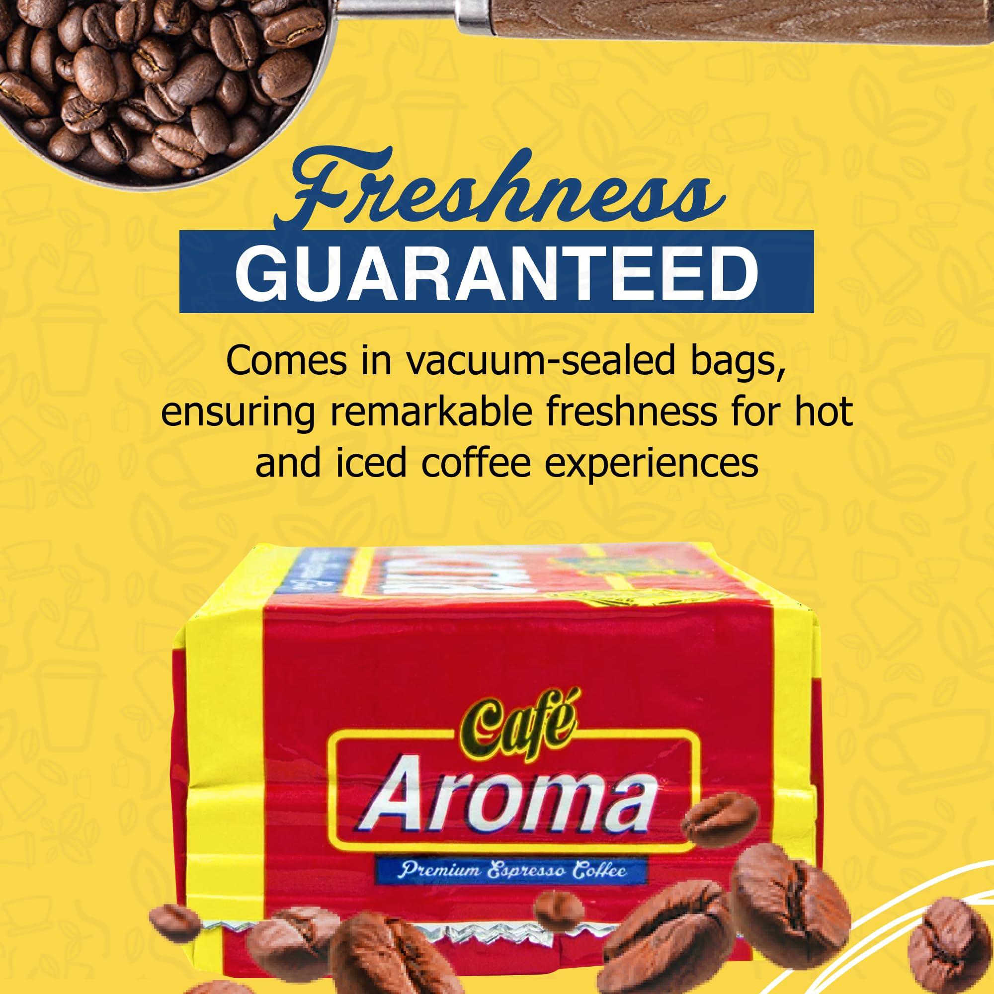 CAFE AROMA Caf Aroma Dark Roast Espresso Ground Coffee, Authentic Cuban Style Coffee, Vacuum Sealed, Ground Espresso Beans, 8.8 oz (1-Pack)