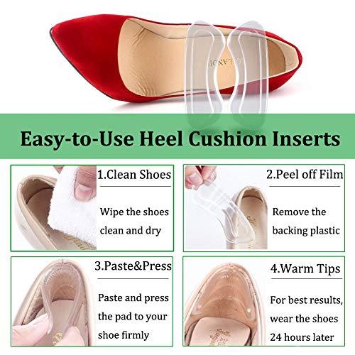 EACOZY Heel Grips, 8PCS Heel Inserts, 12PCS Shoe Inserts, Gel Heel Cushion Inserts for Women Men, Adhesive Shoe Pads for Loose Shoes, Heel Slipping, Rubbing