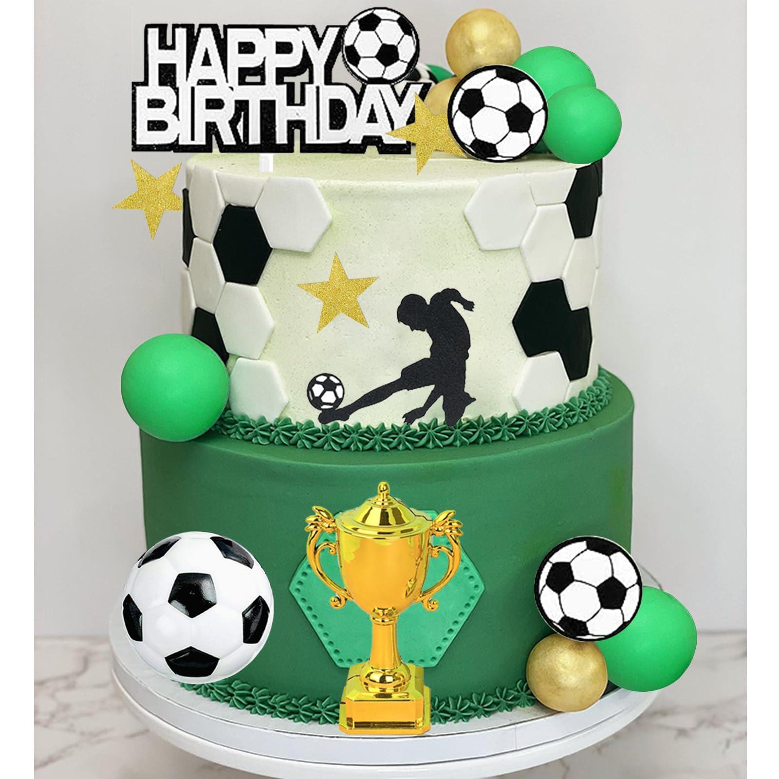 RASSLISA 36 PCS Soccer Cake Toppers Football Cake Decorations for Soccer Theme Party Football Theme Party Sport Party Supplies