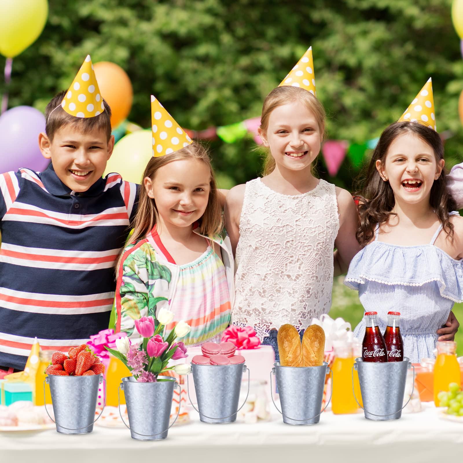 Smilhapi Smilhapi Small Metal Buckets with Handle, 12PCS Galvanized Metal Buckets, Small Metal Pail,Tin Buckets for Party, Flower Pots and Pencil Holders, Summer Beach Buckets for Kids, Party Favors Supplies