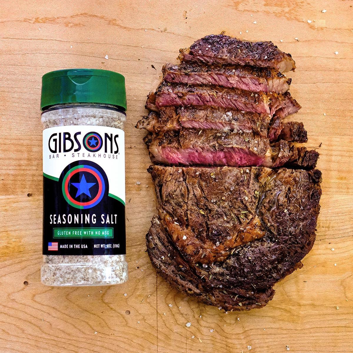 Gibsons Gibsons Steakhouse Seasoning Salt (6 Ounce Jar) Original Cooking & Grilling Blend of Spices & Seasonings (Salt, Onion & Garlic) - No MSG & Gluten Free