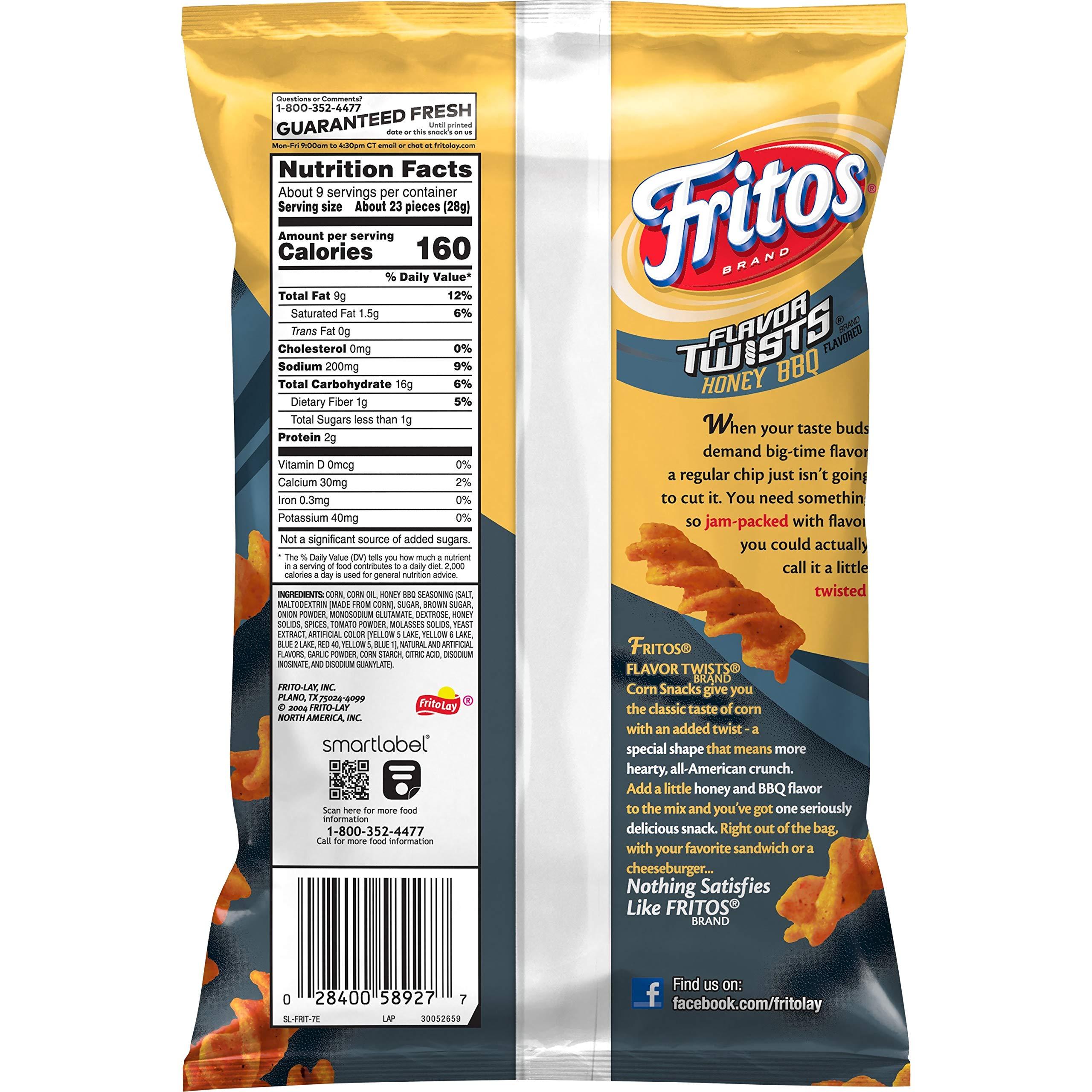 Fritos Fritos Twists Honey BBQ Flavored Corn Chips Bag, 9.25 Ounce