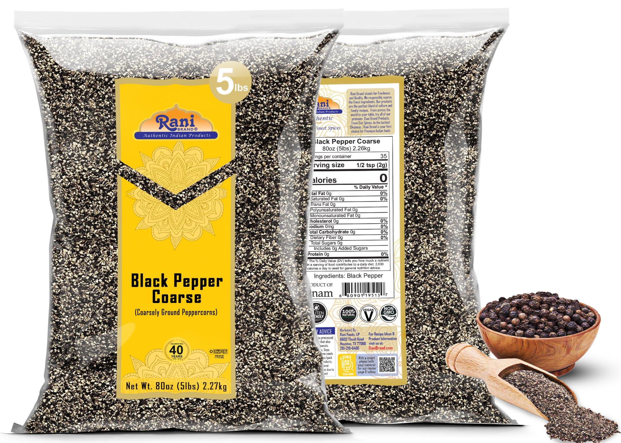 Rani Brand Authentic Indian Products Rani Black Pepper Coarse Ground 28 Mesh (Table Grind), 80oz (5lbs) 2.27kg Bulk ~ All Natural | Vegan | Gluten Friendly | NON-GMO | Kosher