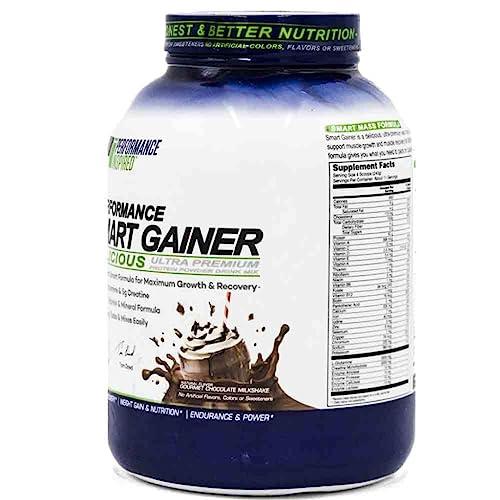 PERFORMANCE INSPIRED Performance Inspired Nutrition Smart Mass Gainer - Recover & Rebuild Muscles - Contains Added L-Glutamine – Big 50G Protein - Creatine - Fiber - Digestive Enzymes - Chocolate Milkshake - 6 Pounds
