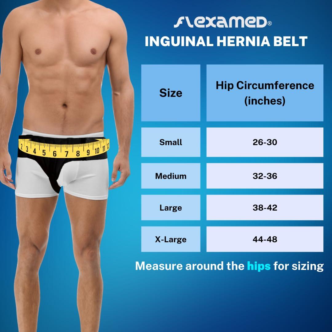 FlexaMed FlexaMed Right Side Inguinal Hernia Groin Belt with Compression Pad Black (M 32-36)