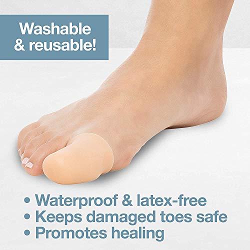 ZenToes ZenToes 6 Pack Gel Toe Cap and Protector - Cushions and Protects to Provide Relief from Missing or Ingrown Toenails, Corns, Blisters, Hammer Toes (Large, Beige)