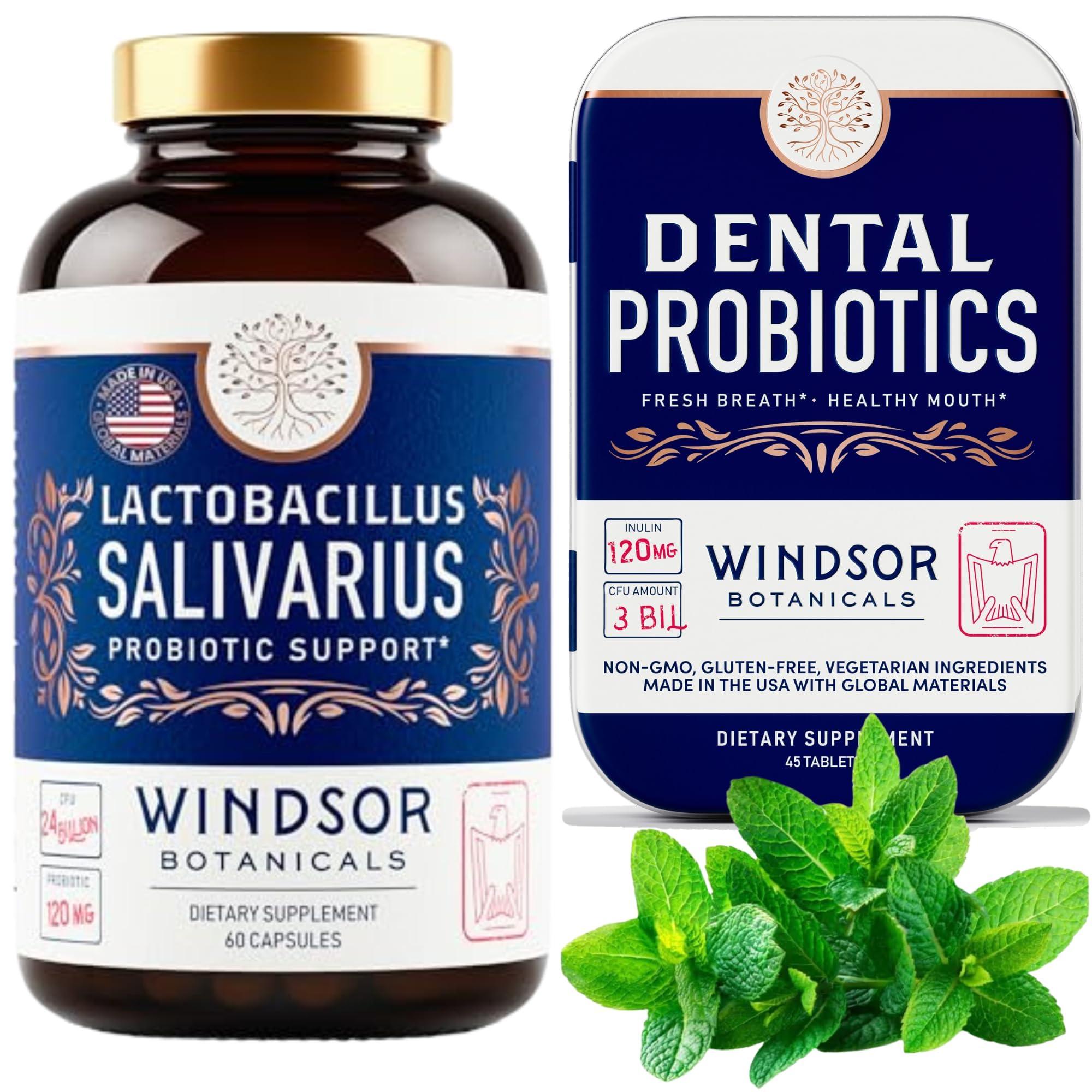 WINDSOR BOTANICALS WINDSOR BOTANICALS Lactobacillus Salivarius Probiotic and Dental Probiotics Oral Health Bundle