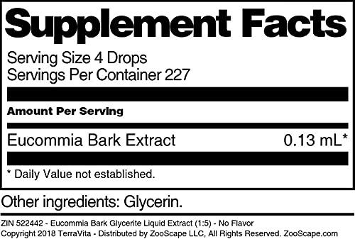 TerraVita Eucommia Bark Glycerite Liquid Extract (1:5) - No Flavor (1 oz, ZIN: 522442) - 2 Pack