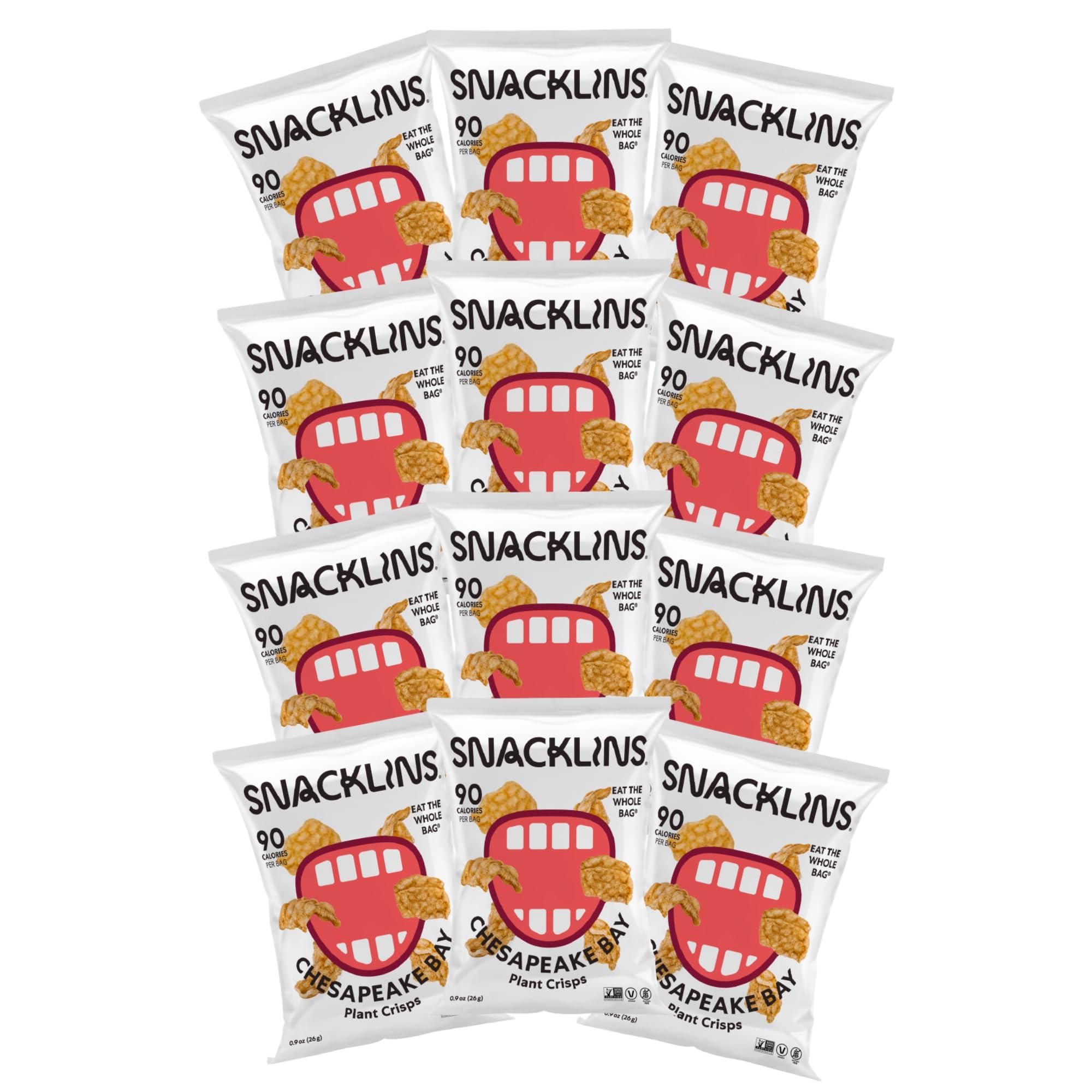 SNACKLINS SNACKLINS Plant Based Crisps CHESAPEAKE BAY - Gluten Free, Grain Free, 100% Kosher For Passover, Vegan Healthy Snacks, Crunchy Puffed Snack, Only 90 Calories Per Bag - .9oz Bag (Case of 12)