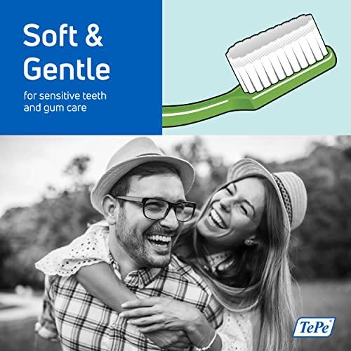 TEPE TEPE Supreme Toothbrush, Soft Bristle Toothbrush, Tapered Brush Head for Sensitive Teeth and Gum Care, Adult, 3 Pack
