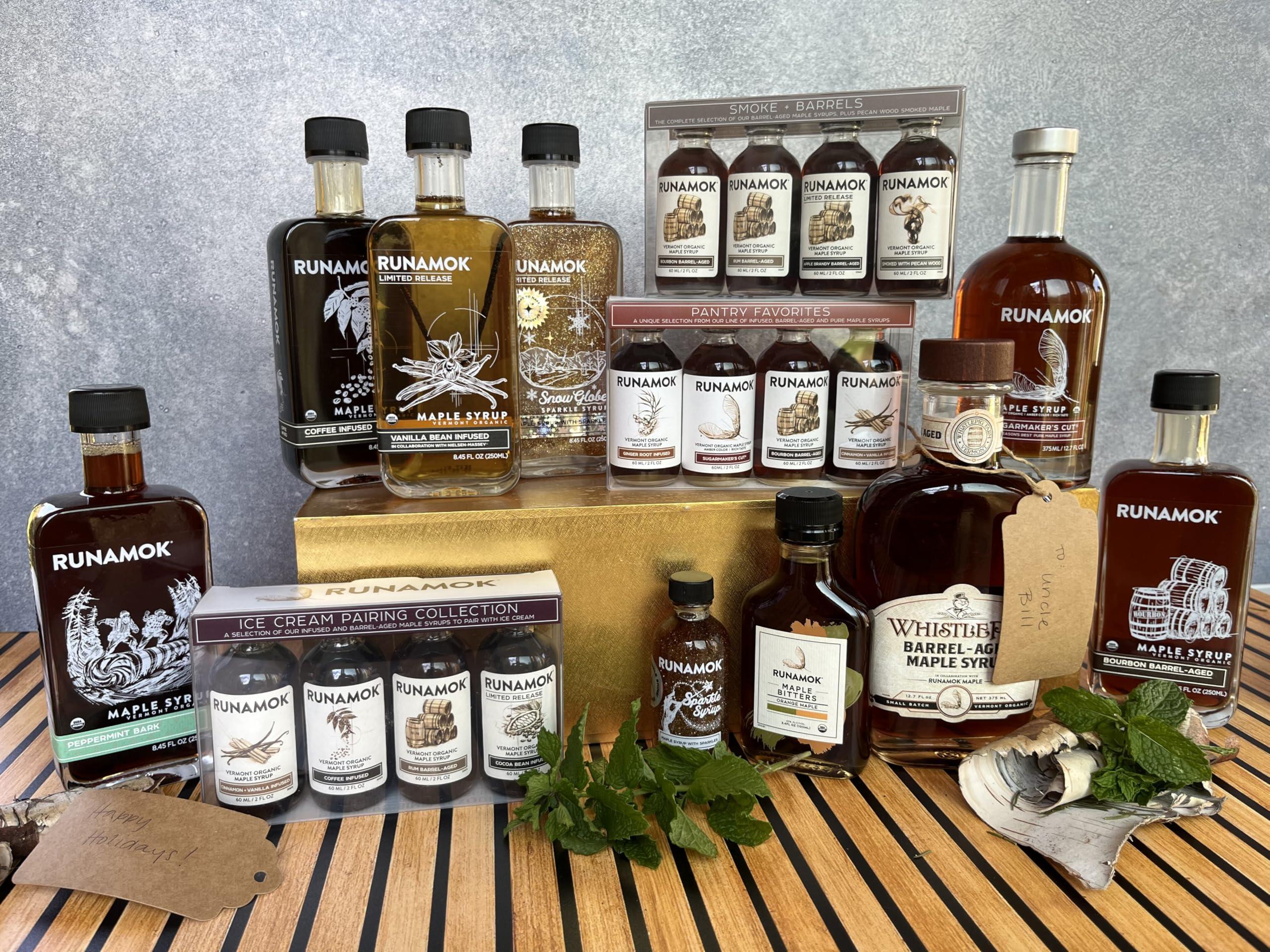 Runamok Runamok Maple Peppermint Bark Infused Maple Syrup - Authentic & Real Vermont Maple Syrup | Gluten Free & Natural Sweetener | Great Christmas Holiday Gift for Foodies! Breakfast, Coffee, Pancakes Maple Syrup | 8.45 Fl Oz (250mL)