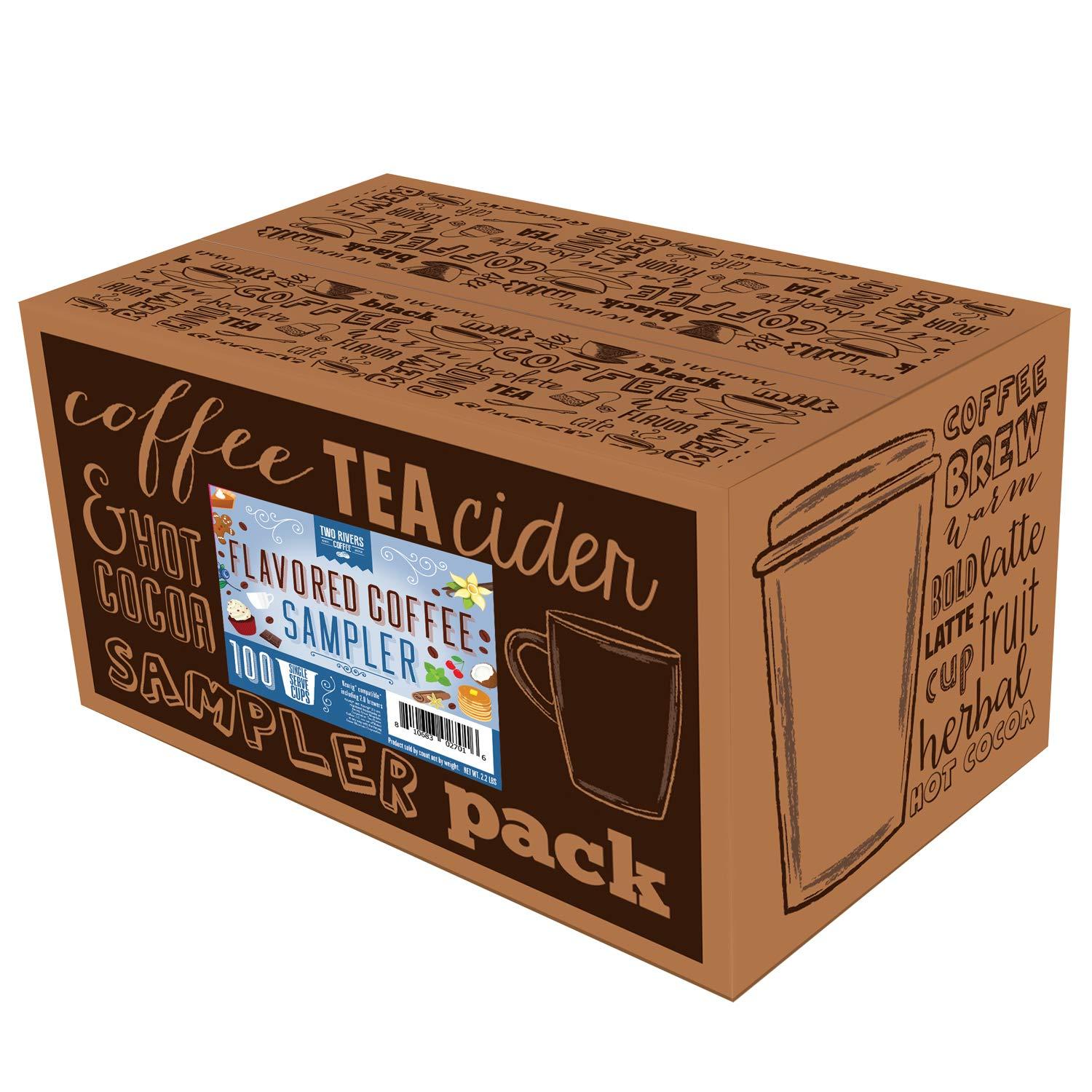 Two Rivers Coffee Two Rivers Coffee Pods Compatible with K Cup Brewers Including 2.0, Assorted Flavored Coffee 100 Count