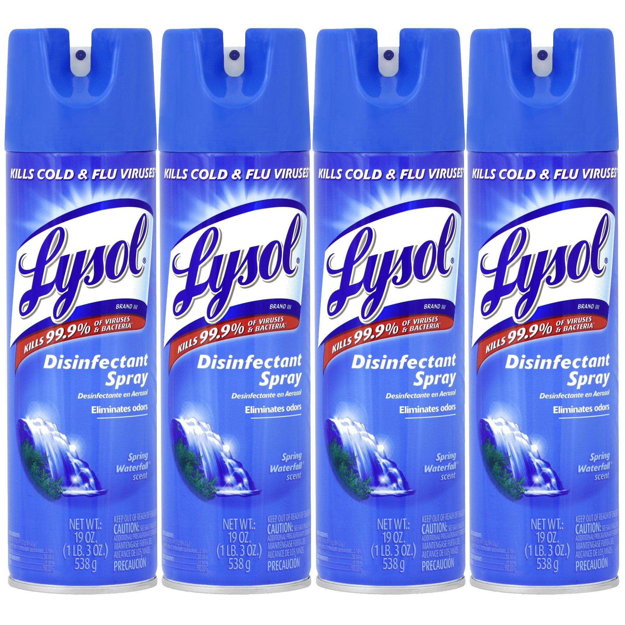 Lysol Lysol Disinfectant Spray, Spring Waterfall, 19 oz(Pack of 4)