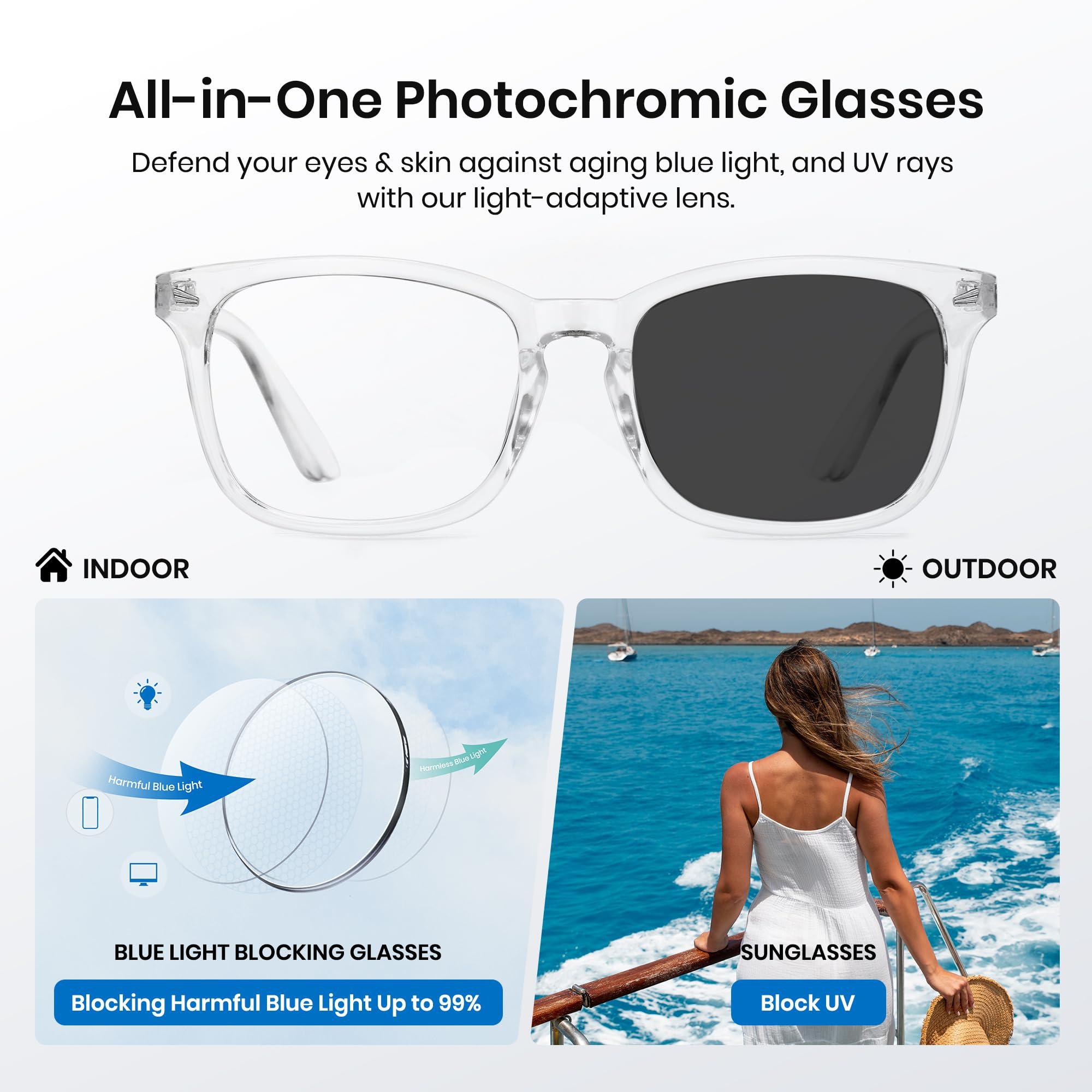 Cyxus Cyxus Photochromic Glasses Men Women UV Protection with Blue Light Blocking 8082i34