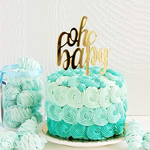 waway AERZETIX Oh Baby Cake Topper Gold Glitter 1st Baby Shower Newborn First Birthday Party Decoration