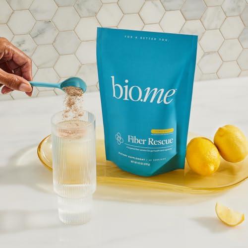 Bio.me Fiber Rescue - Psyllium Husk Powder for Digestive Health & Bloating Relief, Sugar Free Lemonade Flavored Prebiotic Soluble Fiber Powder, Non-GMO Fiber Supplement Powder, Gluten Free - 30 Servings