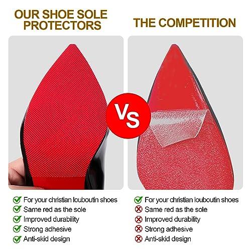 Ashoesert Ashoesert Red Bottoms Sole Protector,Shoe Sole Protector for Christian Louboutin High Heels, Anti Slip Shoe Grips Pads Compatible with Louboutin Shoes -2 Pairs6.0\"4.0\",Red