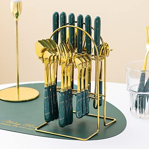 SEELLODGE SEELLODGE Silverware Flatware Cutlery Set, 24 Pieces Creative Stainless Steel Cutlery, Forks And Spoons Gift Box Set (Color : White, Size : 24Pcs)