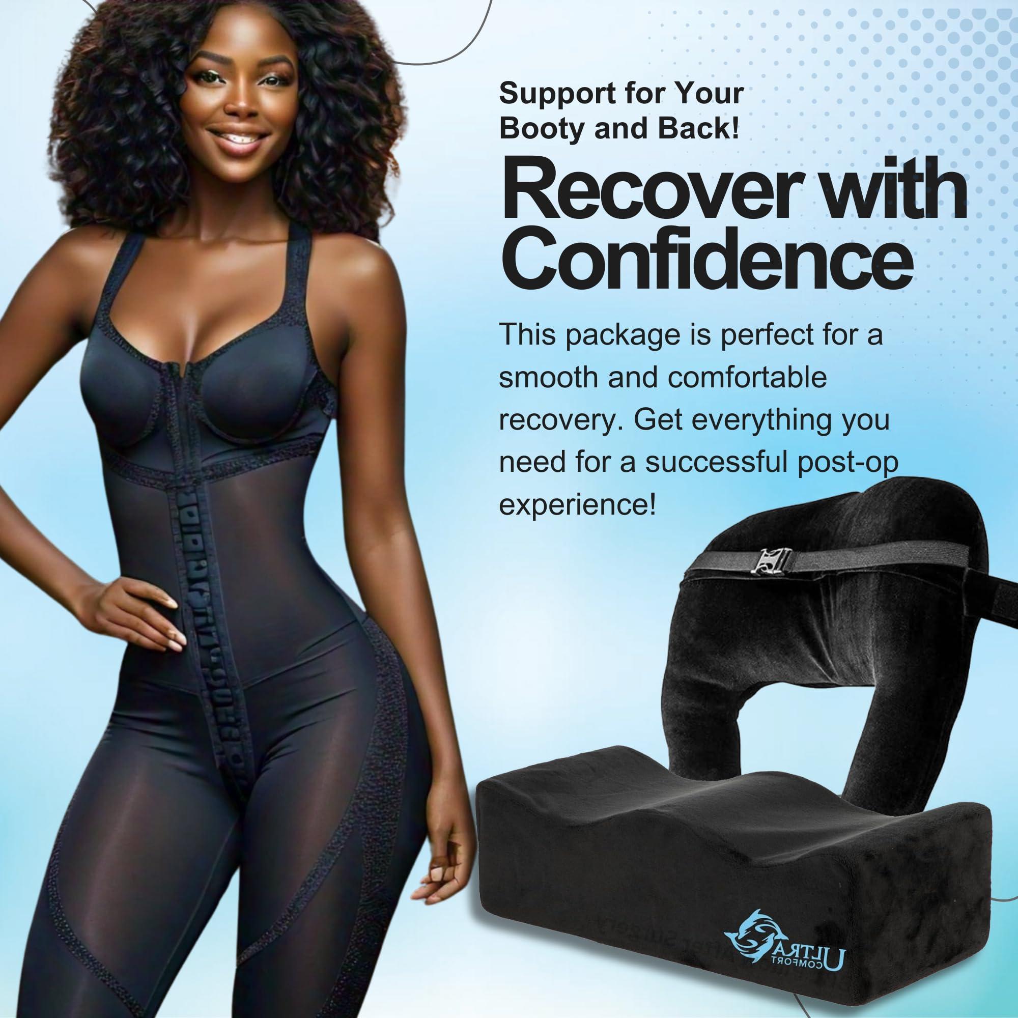 Ultra Comfort Brazilian Butt Lift Pillow After Surgery - Dr. Approved BBL Recovery Pillow w/Back Support Cushion for Post-Op Sitting + Cover Drawstring Bag | Comfortable & Easy to Carry for Home, Travel & Work