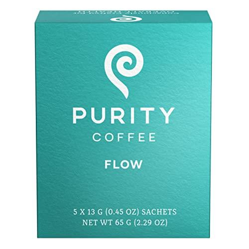 Purity Coffee Purity Coffee FLOW Medium Roast Organic Coffee - USDA Certified Organic Specialty Grade Arabica Single-Serve Packets - Third Party Tested for Mold, Mycotoxins and Pesticides - 5 ct Box
