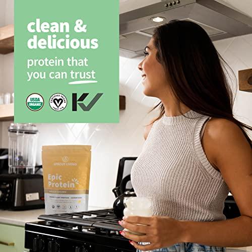 Sprout Living Sprout Living Epic Protein, Plant Based Protein & Superfoods Powder, Vanilla Lucuma Powder | 20 Grams Organic Protein Powder, Vegan, Non Dairy, Non-GMO, Gluten Free, Low Sugar (1 Pound, 12 Servings)