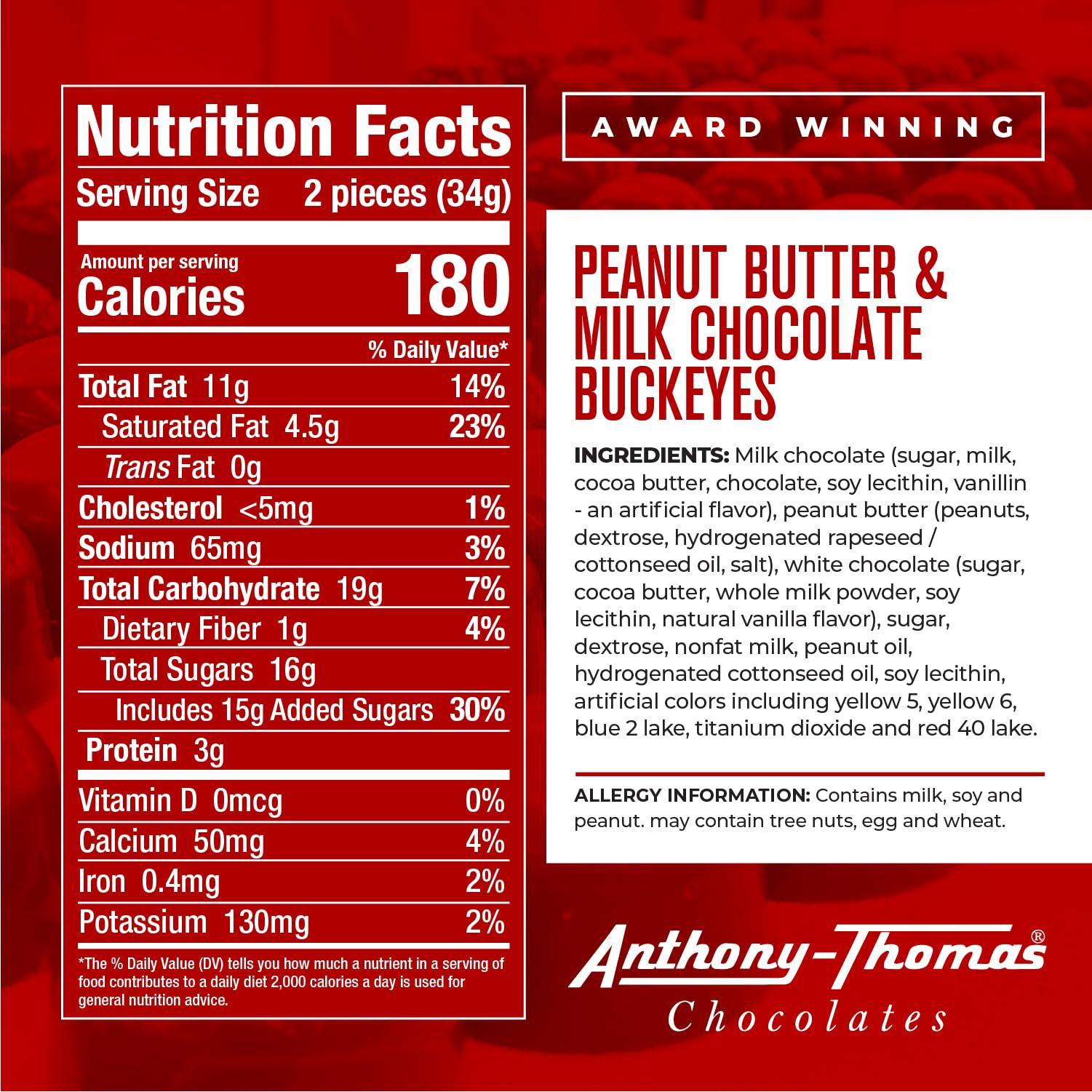 Anthony-Thomas Anthony-Thomas, Peanut Butter & Milk Chocolate Buckeyes in Ohio State Buckeyes Box, Deliciously Delightful Snacks (24 Count)