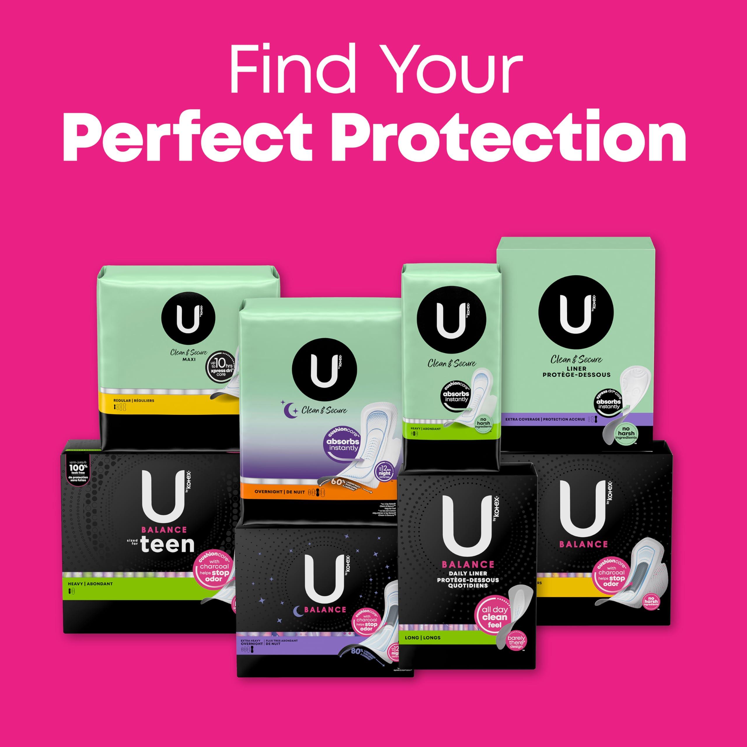 U by Kotex U by Kotex Balance Ultra Thin Overnight Pads with Wings, 114 Count (3 Packs of 38) (Packaging May Vary)