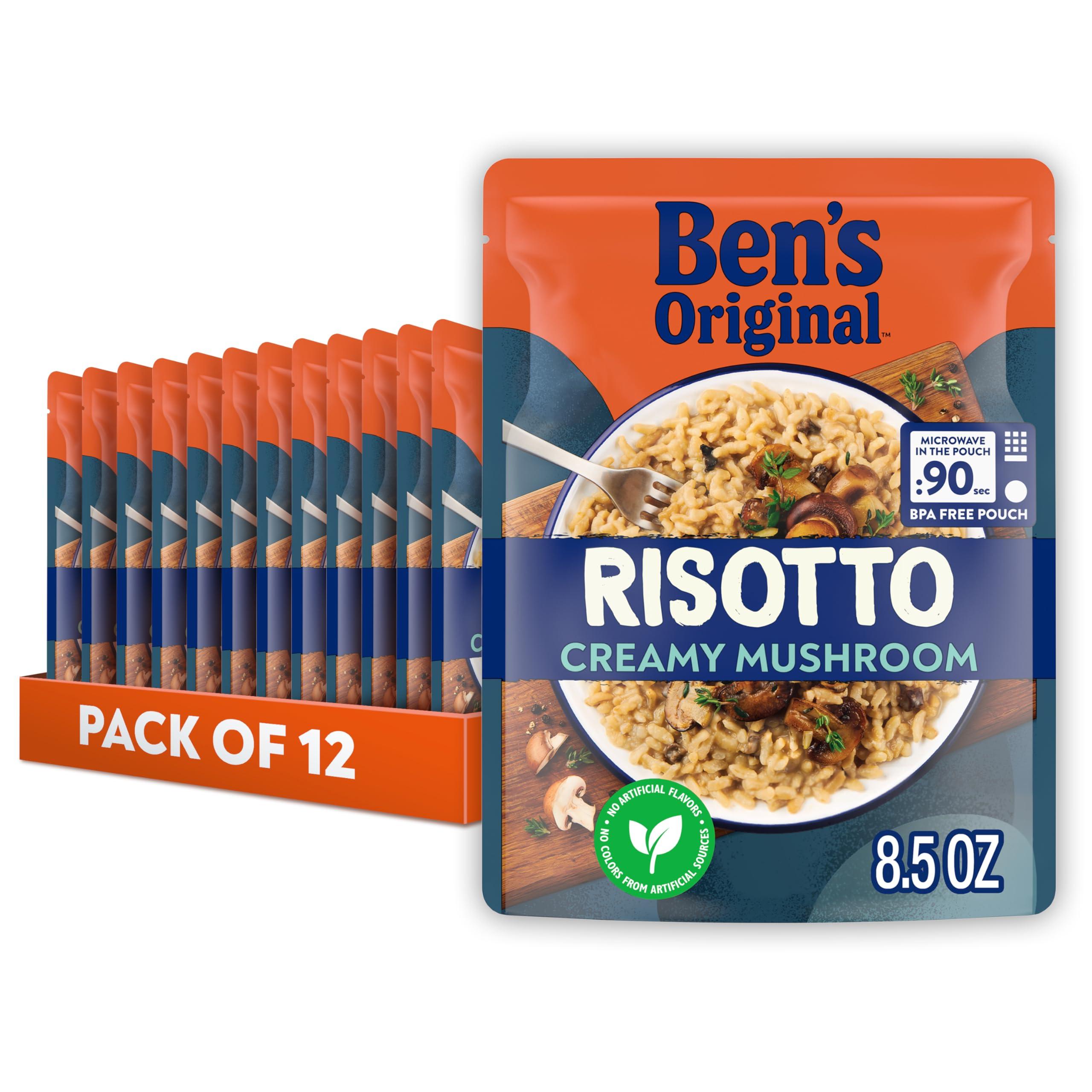 BEN'S ORIGINAL BEN\'S ORIGINAL Risotto Creamy Mushroom Flavored Rice, Easy Dinner Side, 8.5 oz Pouch (Pack of 12)