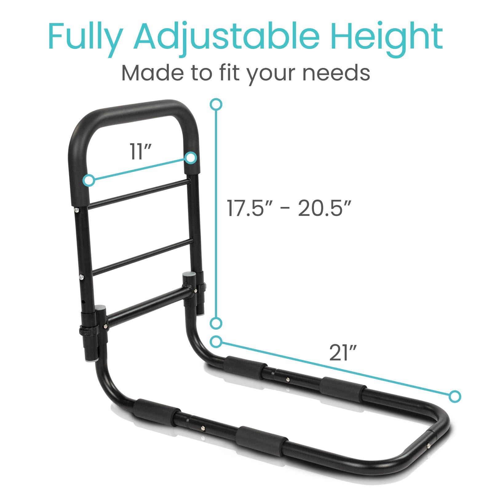 Vive Vive Bed Assist Rail for Elderly Adults Safety - Height Adjustable Bed Cane with Handrails for Bedroom - Compact Bedside Hand Railing for Home & Hospital - Fits Queen, King, Twin, Full Mattress