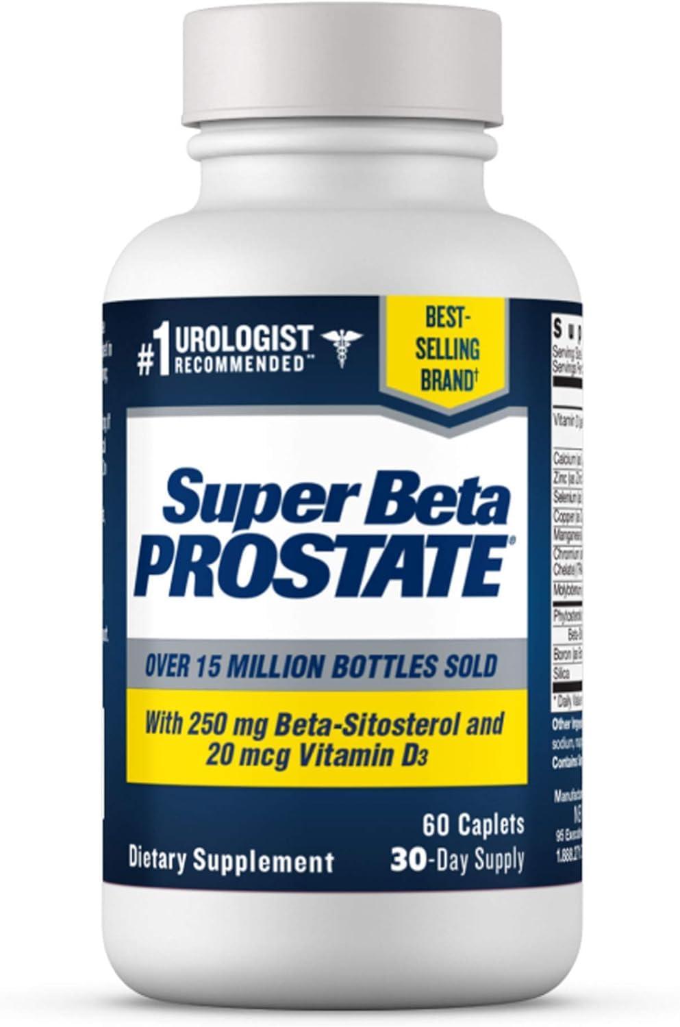 Super Beta Prostate SUPER BETA PROSTATE Support Supplement for Men's Health - Reduce Bathroom Trips, Promote Sleep, Better Bladder Emptying & Healthy Prostate, Beta Sitosterol - 60 Count (Pack of 1)