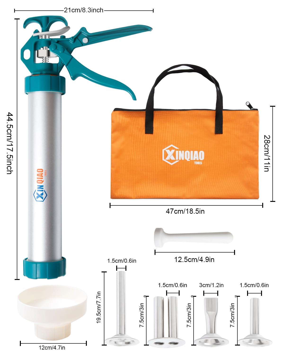 XINQIAO XINQIAO Beef Jerky Gun Sausage Stufffer for Ground Meat, Large Aluminum Jerky Cannon Comes with a Bag, 4 Nozzles, 2 Brushes, 1 Funnel, 1 Pestle