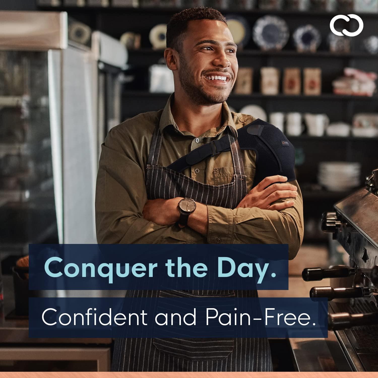 Copper Compression Copper Compression Recovery Shoulder Brace - Immobilizer for Torn Rotator Cuff, AC Joint Pain Relief, Dislocation, Arm Stability, Injuries, Tears - Adjustable Fits Men, Women - Tan - L/XL