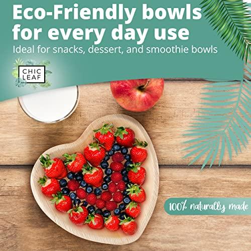 Chic Leaf Chic Leaf Palm Leaf Bowls Disposable Bamboo Heart Shaped Bowls 6.5 Inch Heart Dish (50 Heart Bowls) - Compostable Heart Shaped Plates - Cute Plates For Catering, Charcuterie, Parties