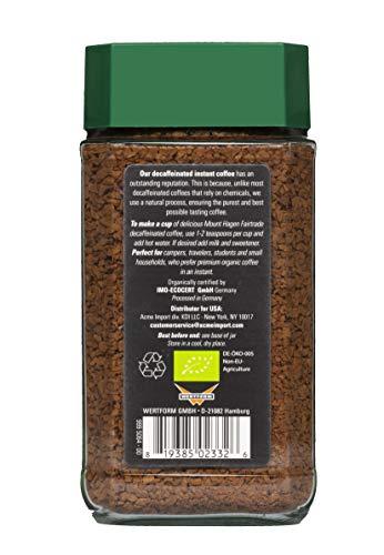 Mount Hagen Mount Hagen 3.53oz Organic Freeze Dried Instant Decaf Coffee | Eco-friendly, Fairtrade Decaf Coffee Made From Organic Medium Roast Arabica Beans [3.53oz Jar]