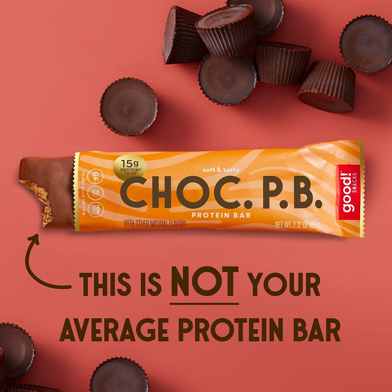 good! good! Snacks Vegan Protein Bars Bundle, Chocolate Peanut Butter & Cookie Dough (24 Bars) Gluten-Free, Plant Based, Low Sugar, High Protein Meal Replacement, Healthy Snacks for Energy, 15g Protein