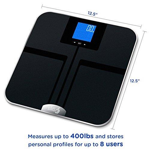 EatSmart EatSmart Digital Body Fat Scale with Auto Recognition Technology, Black