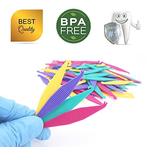 PISSION 100 Pack Braces Rubber Band Tool Dental Elastic Rubber Bands Placers for Braces Disposable Plastic Orthodontic Elastic Placers