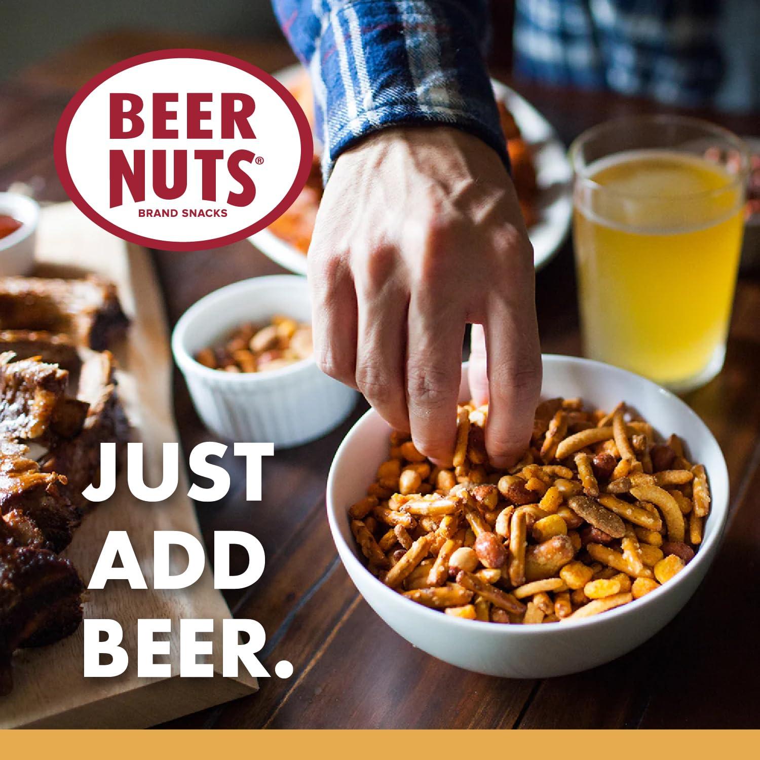BEER NUTS Beer Nuts Brand Snacks, Original Nutcase, Perfect for Gifting, Original Peanuts, Original Bar Mix, Cashews, Almonds, Sweet & Spicy Bar Mix, Resealable Cans, Snackin\' Since 1953 (Pack of 4)