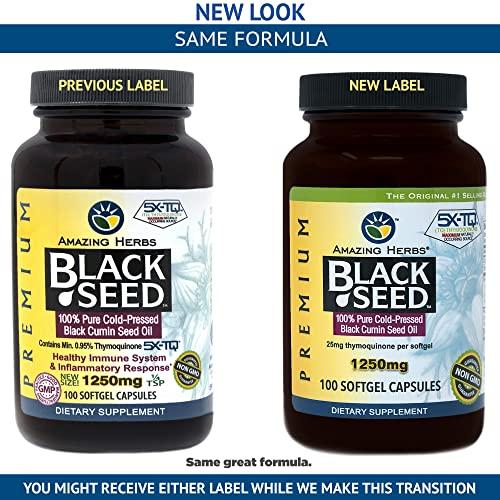 Amazing Herbs Amazing Herbs Black Seed Oil Pills 1250mg, 100 Softgel Capsules (Pack of 2)