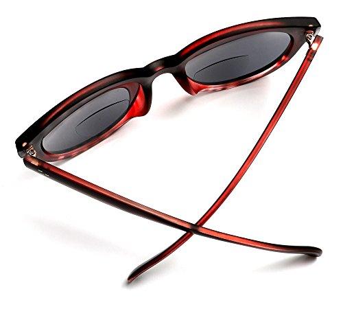 SAMBA SHADES SAMBA SHADES Bifocal Sunglasses for Women Oversized Reading Round Sun Readers Matte Black Burgundy 2.50 Power for Women