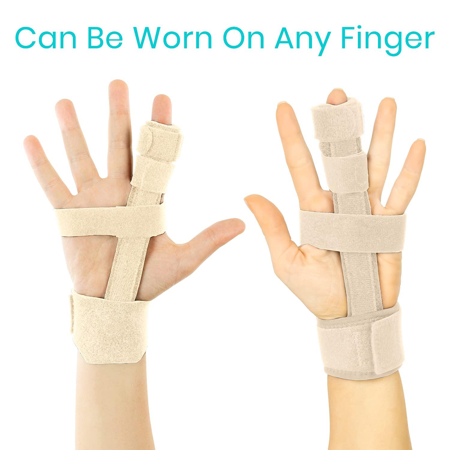 Vive Vive Trigger Finger Splint - Full Hand and Wrist Brace Support - Adjustable Locking Straightener - Straightening Immobilizer Treatment For Sprains, Mallet Injury, Arthritis, Tendonitis (Beige)