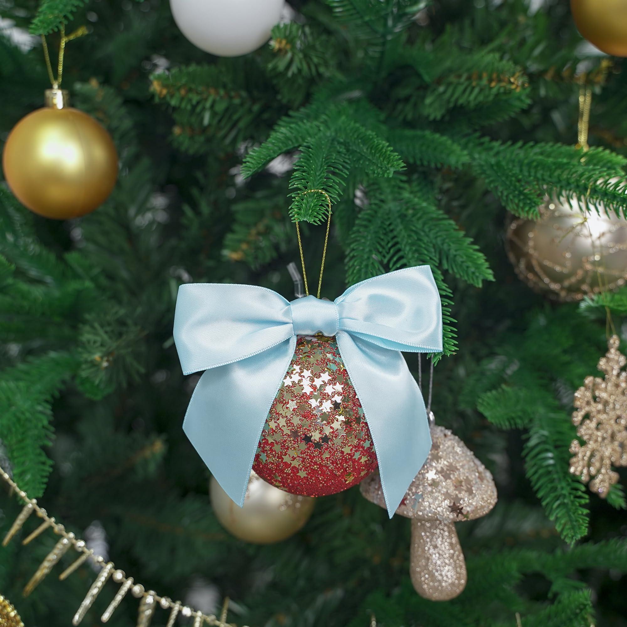 AIMUDI AIMUDI Blue Bows for Baby Shower 4.5\" Pre-Tied Baby Blue Bows with Twist Ties Light Blue Ribbon Bows for Crafts Premade Bows for Gift Wrap Christmas Tree Wedding Decor Gender Reveal Party - 36 PCs