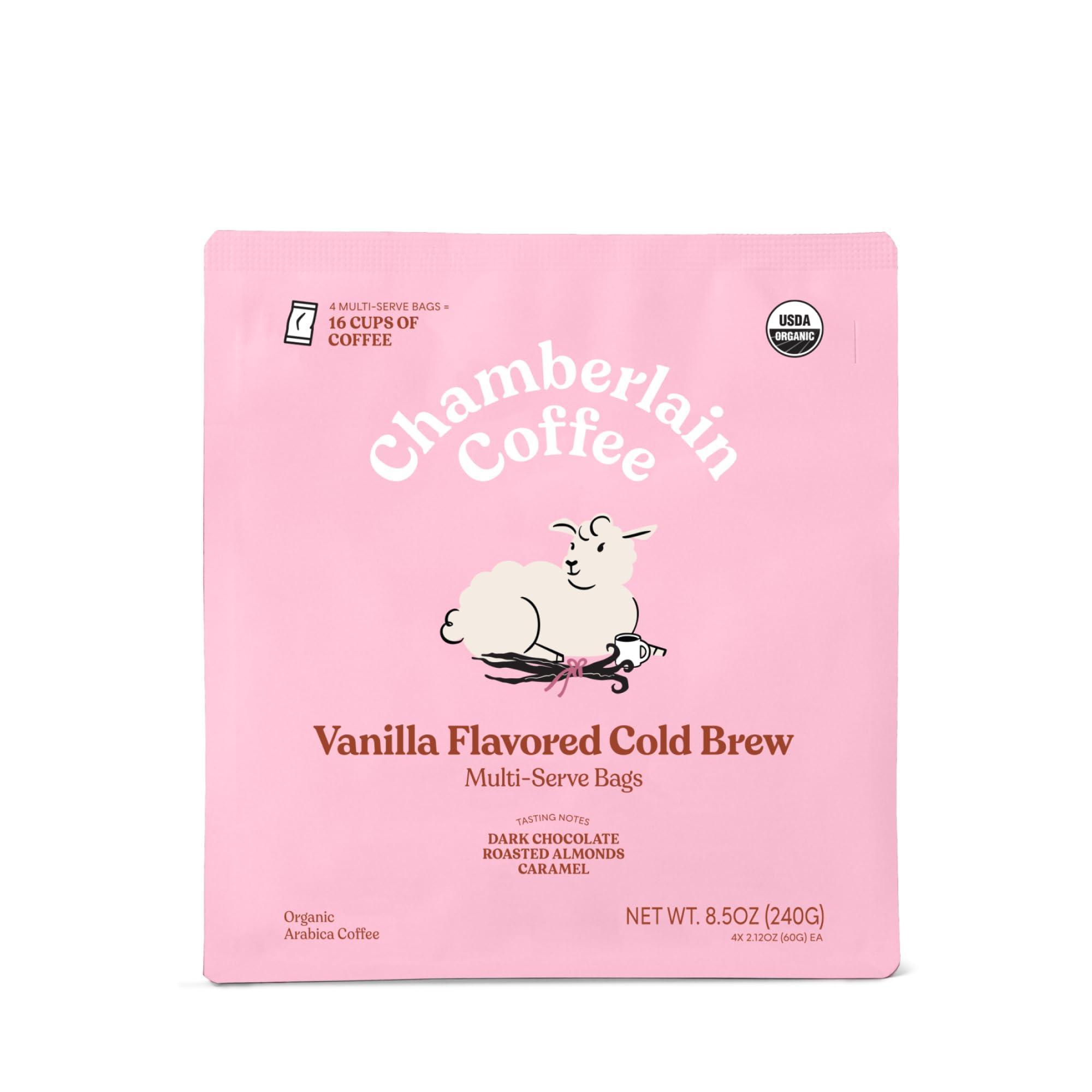 Chamberlain Coffee Chamberlain Coffee Fluffy Lamb Vanilla Cold Brew Bags - XL Cold Brew Bags - Premeasured, Ready to Brew, Cold Brew Coffee Packs - Contains 4 XL Cold Brew Bags, Makes 4 Cups of Coffee Per Bag
