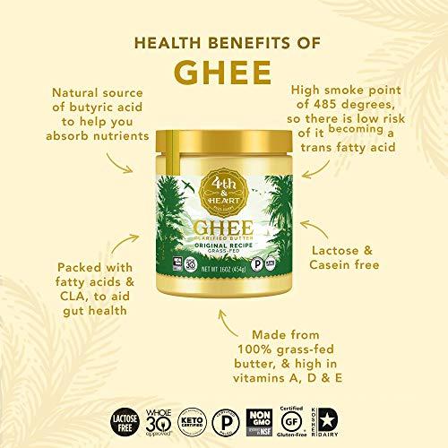 4th & Heart 4th & Heart Original Ghee Original Grass Fed Ghee Butter by , (2 x 16oz Jars), Keto, Pasture Raised, Non-GMO, Lactose and Casein Free, Certified Paleo, 32 Ounce (Pack of 2)